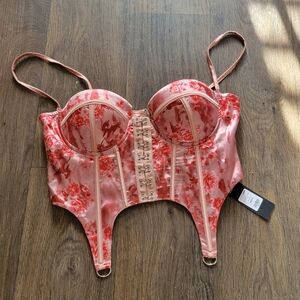 Fashion Nova Dionte Floral Blush Pink Corset Top Size M